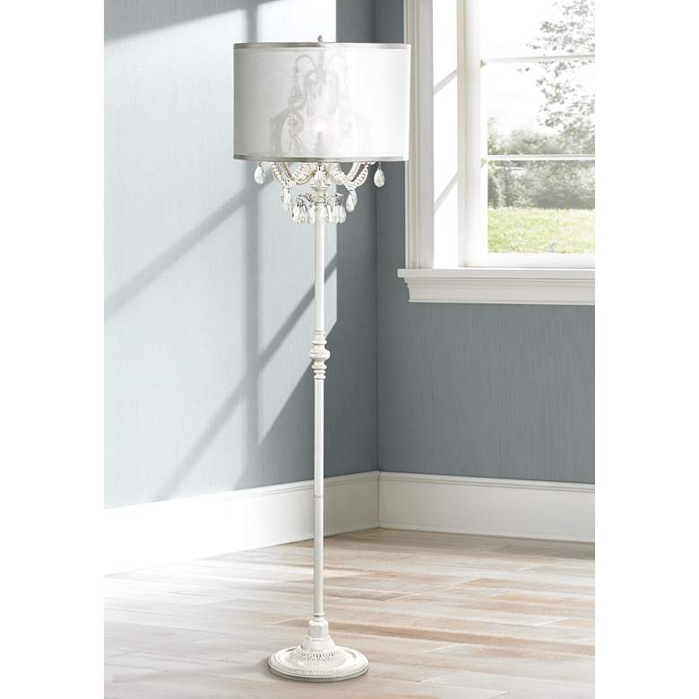 Image 1 Ciara Draped Antique White Crystal Chandelier Floor Lamp
