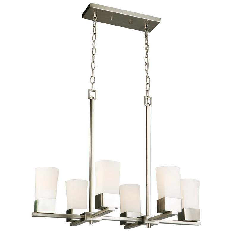 Image 1 Ciara Springs - 6-Light Pendant - Brushed Nickel - Frosted Glass