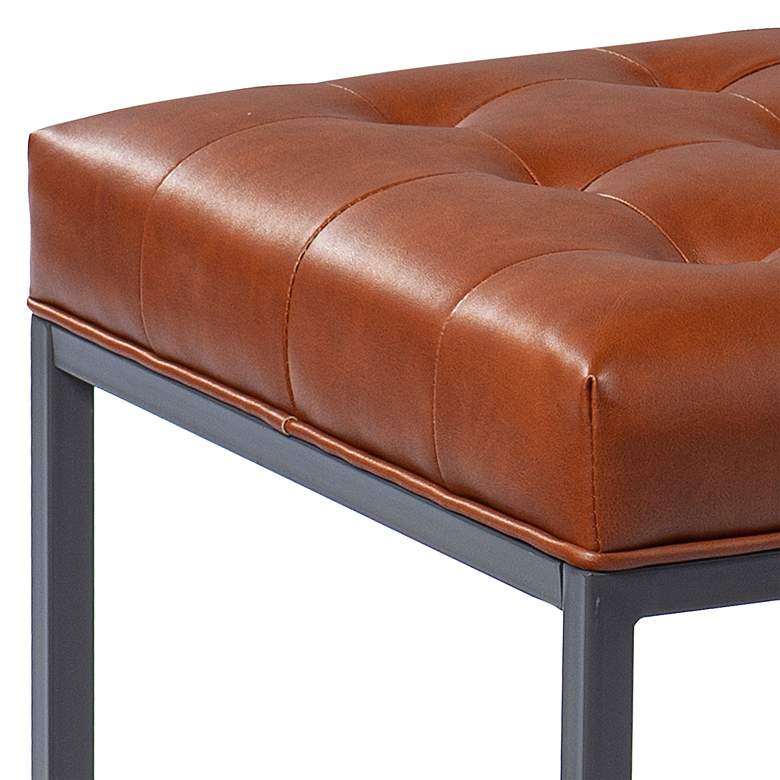 Image 3 Ciarin Brown Bonded Leather Tufted Square Ottoman more views