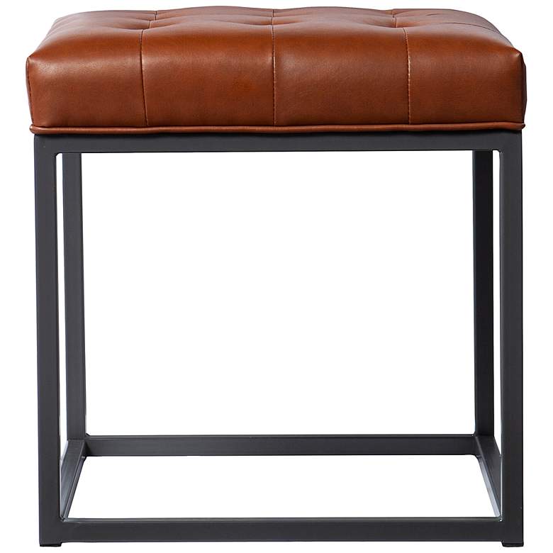 Image 5 Ciarin Brown Bonded Leather Tufted Square Ottoman more views