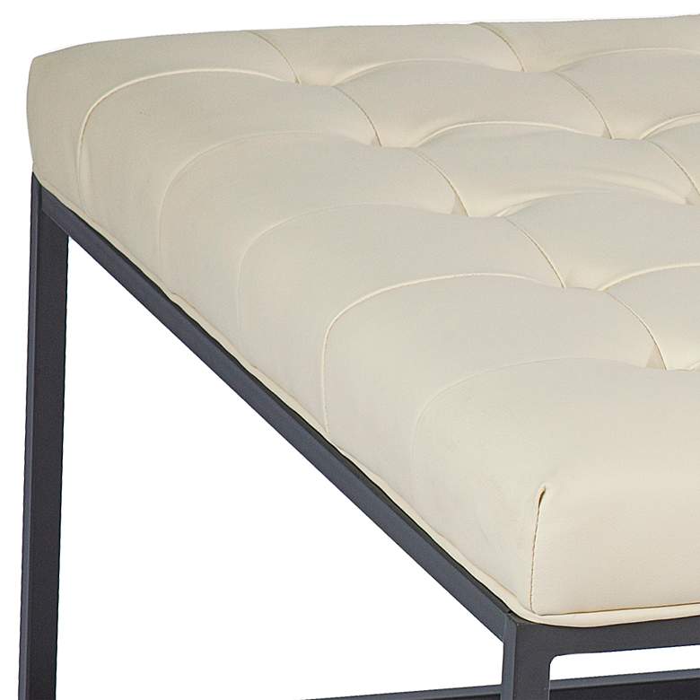 Image 3 Ciarin Tufted Cream Bonded Leather Cocktail Ottoman more views