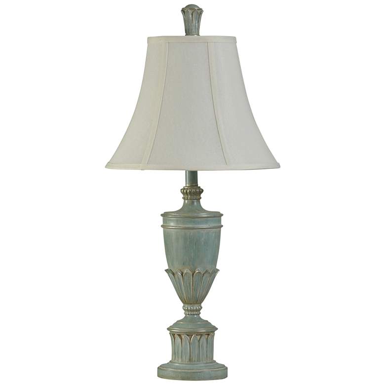 Image 1 Cibali Blue 30" White Softback Fabric Shade Traditional Urn Table Lamp