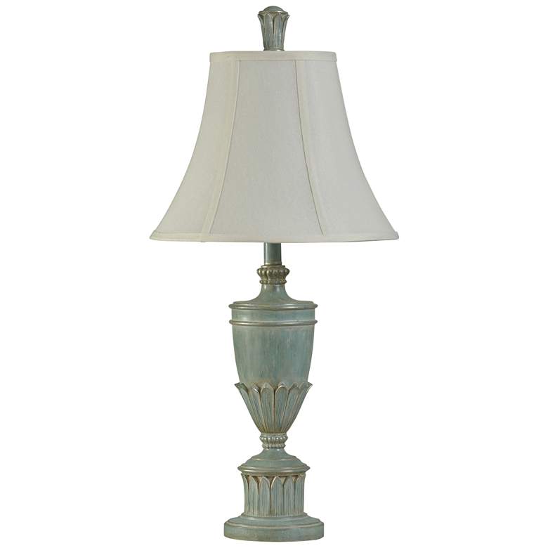 Image 1 Cibali Blue Table Lamp with White Softback Fabric Shade