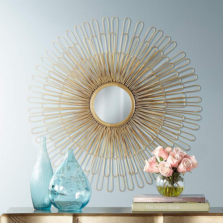 Image 1 Cibola Gold 32" Round Sunburst Wall Mirror