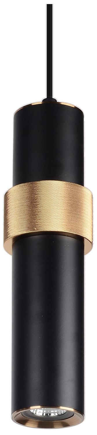 Cicada 10"H LED Pendant in Knurled Brass and Black