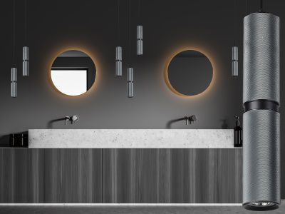 Image 2 Cicada 10"H LED Pendant in Knurled Dark Grey and Black more views