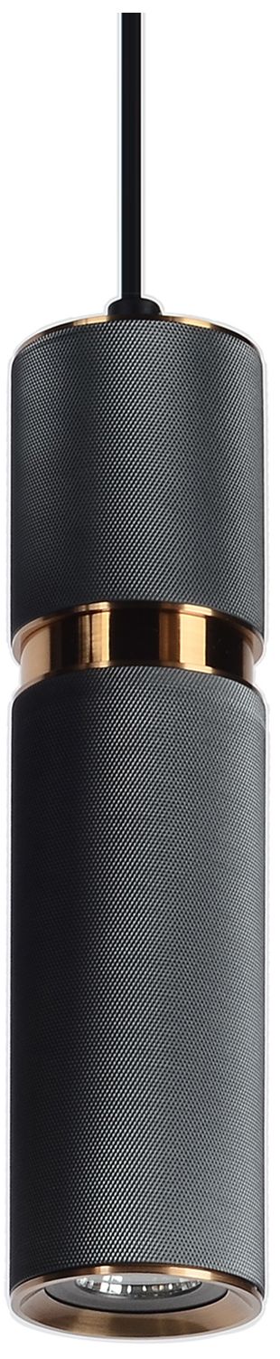 Cicada 10"H LED Pendant in Knurled Dark Grey and Brass