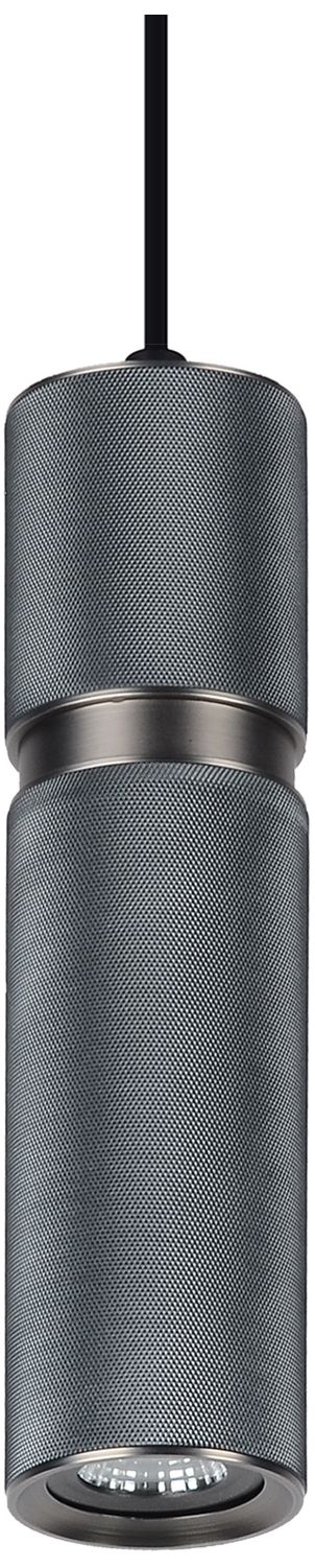 Cicada 10"H LED Pendant in Knurled Dark Grey and Pewter