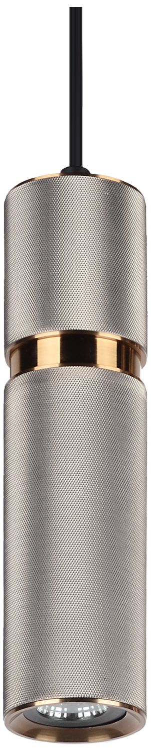 Cicada 10"H LED Pendant in Knurled Light Grey and Brass