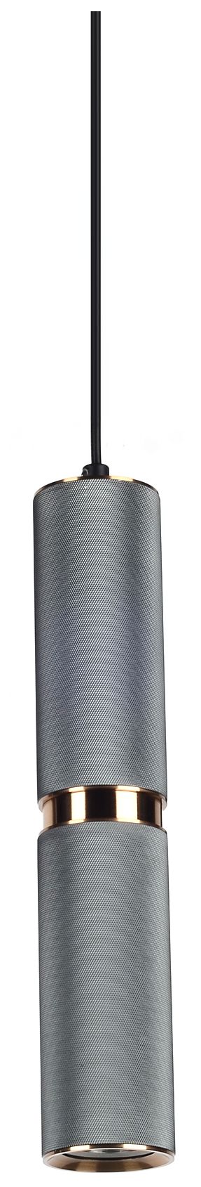 Cicada 10"H LED Pendant in Knurled Light Grey and Brass