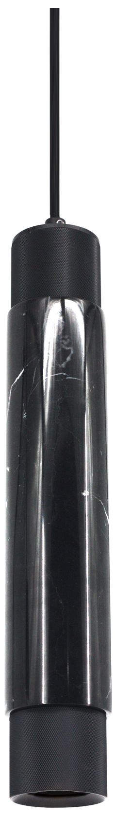 Cicada 14"H Cylinder LED Pendant in Black with Black Marble