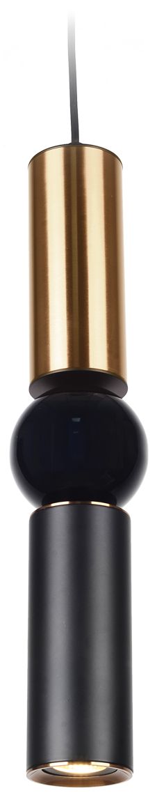 Cicada 17"H Cylinder LED Pendant in Brushed Brass and Black
