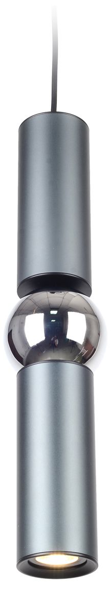 Cicada 17"H Cylinder LED Pendant in Grey and Chrome
