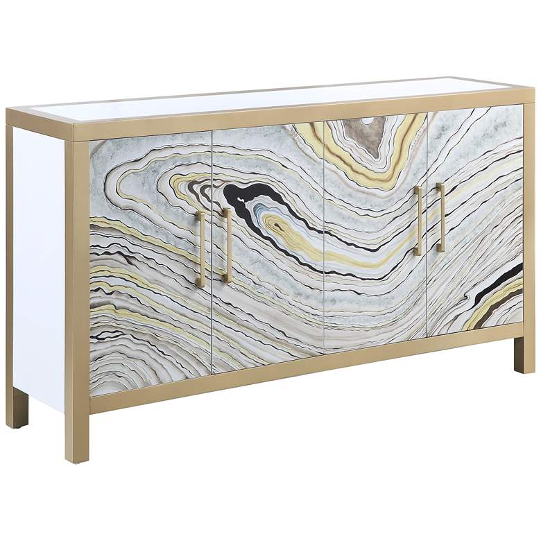 Image 1 Cicero 60 inch Wide Gold and White Wood 4-Door Console Table