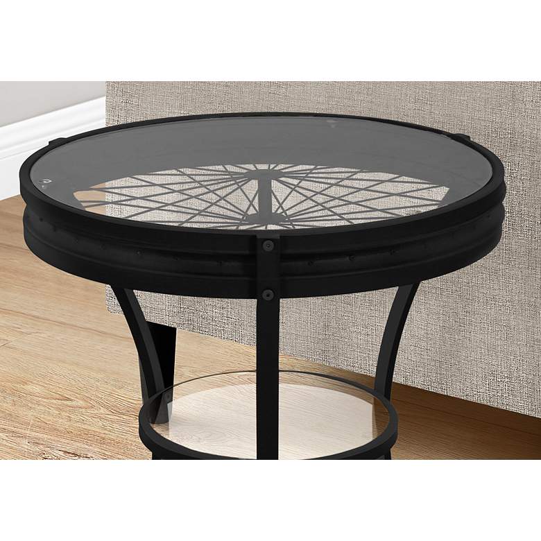Image 3 Ciclavia 22 1/2 inch Wide Black Metal and Glass Top Round Accent Table more views