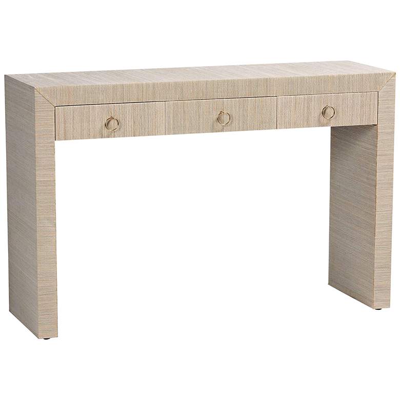 Image 2 Cielo 48" Wide Natural Grasscloth 3-Drawer Console Table