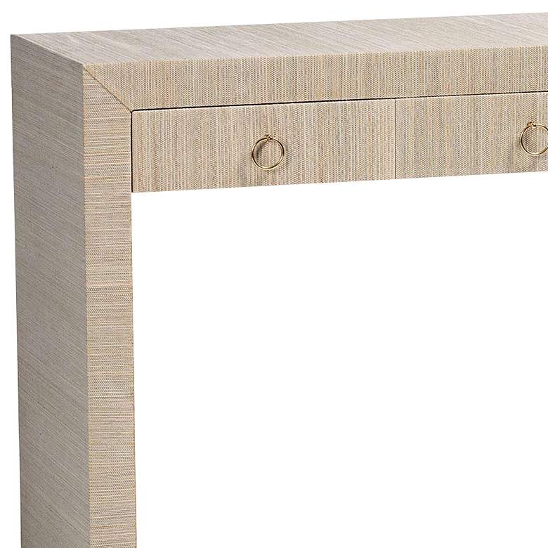 Image 3 Cielo 48" Wide Natural Grasscloth 3-Drawer Console Table more views