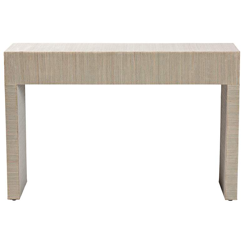Image 7 Cielo 48" Wide Natural Grasscloth 3-Drawer Console Table more views