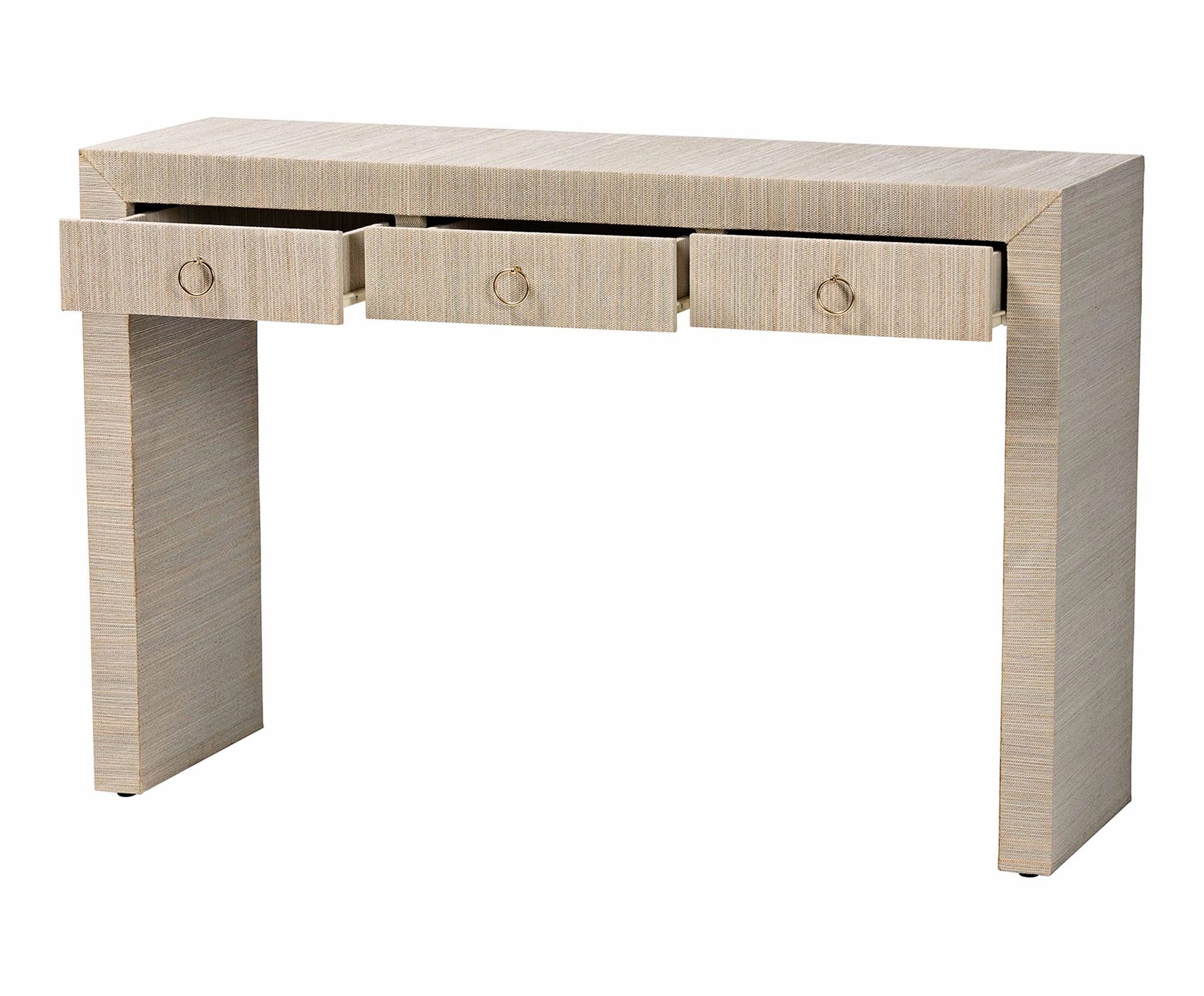 Cielo 48" Wide Natural Grasscloth 3-Drawer Console Table