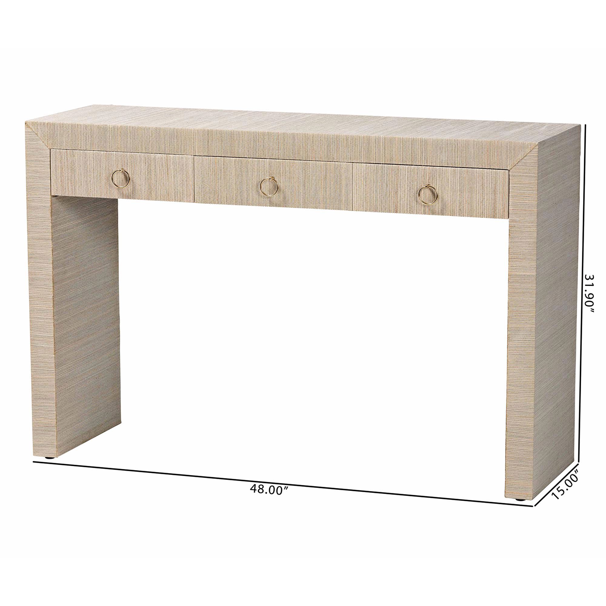 Cielo 48" Wide Natural Grasscloth 3-Drawer Console Table