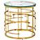 Cielo Glass Top and Yellow Gold Metal Round End Table