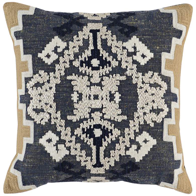 Image 1 Cielo Navy Blue Washed 18 inch Square Decorative Pillow