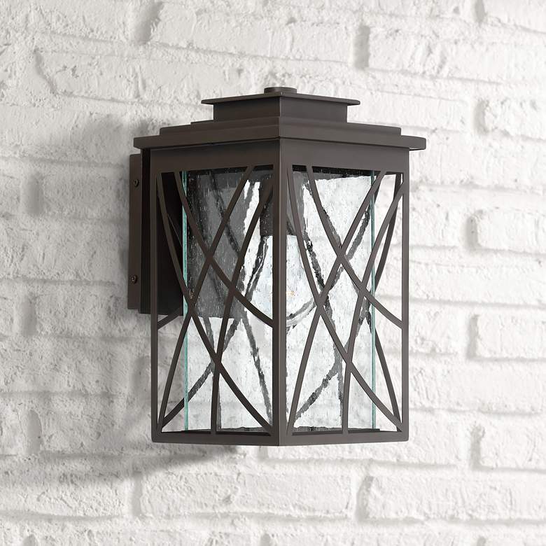 Image 1 Cieran 12 1/2" High Geometric Bronze Outdoor Wall Light