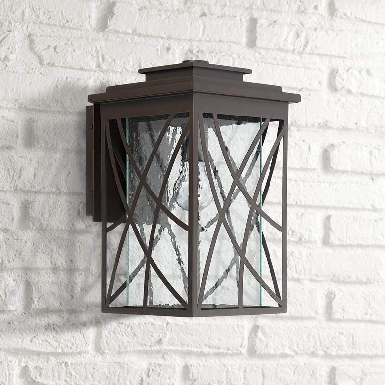 Image 1 Cieran 15 1/4" High Geometric Bronze Outdoor Wall Light