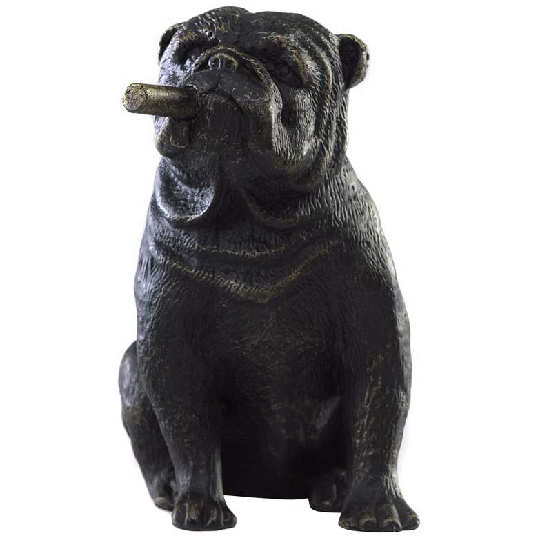 Image 1 Cigar Smoking Bulldog Iron Sculpture