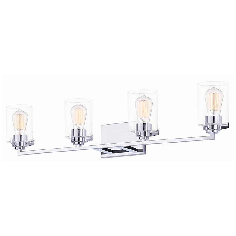 Image 1 Cilindro 34.75"W 4.Light Polished Chrome Bath Bar With Clear Glass Sha