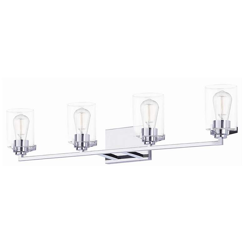 Image 2 Cilindro 34.75"W 4.Light Polished Chrome Bath Bar With Clear Glass Sha more views