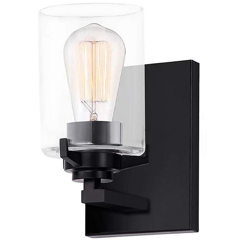 Image 1 Cilindro 8.25" High Matte Black Wall Sconce With Clear Glass Shade