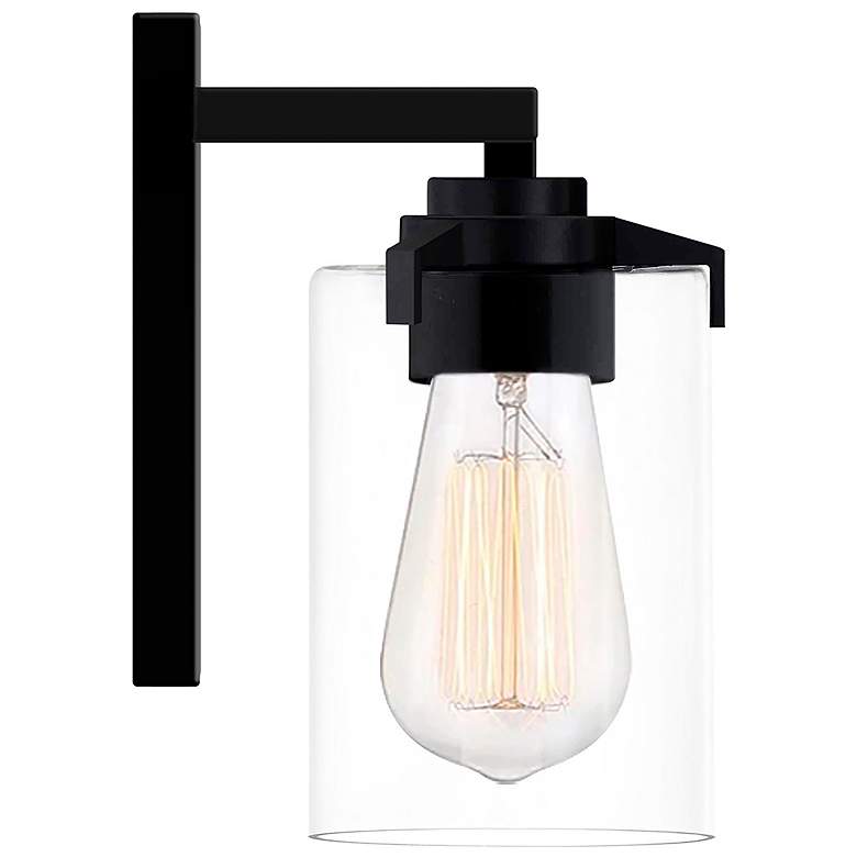 Image 2 Cilindro 8.25" High Matte Black Wall Sconce With Clear Glass Shade more views