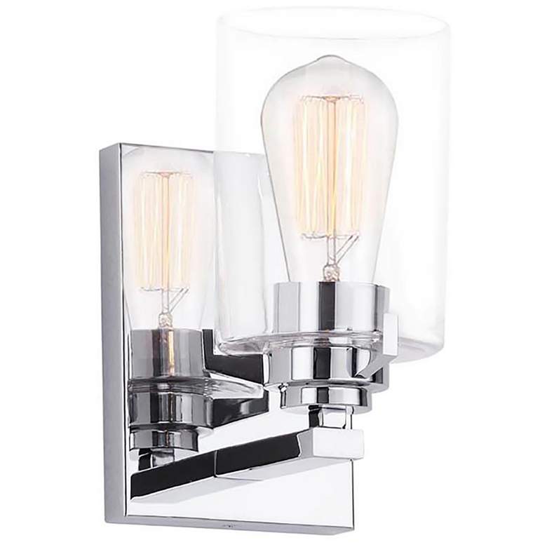 Image 1 Cilindro 8.25 inch High Polished Chrome Wall Sconce With Clear Glass Shade