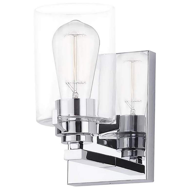 Image 3 Cilindro 8.25" High Polished Chrome Wall Sconce With Clear Glass Shade more views
