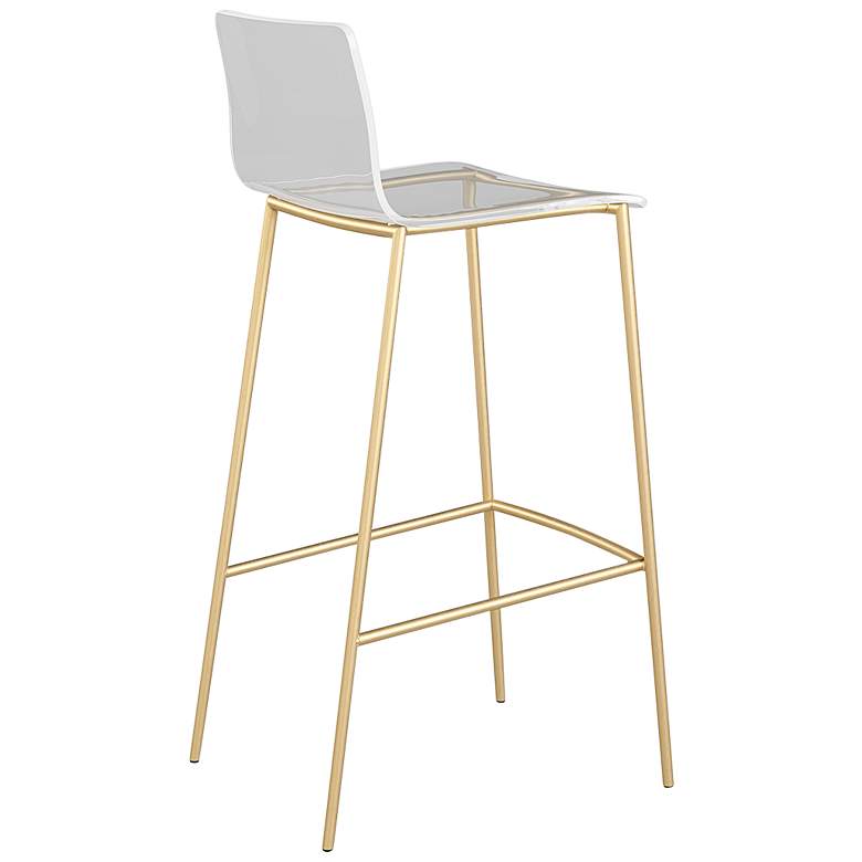 Image 6 Cilla 29 3/4 inchH Clear Acrylic Brushed Gold Barstools Set of 2 more views