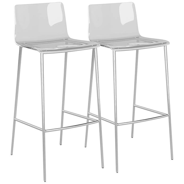 Image 1 Cilla 29 3/4"H Clear Acrylic Brushed Nickel Barstools Set of 2