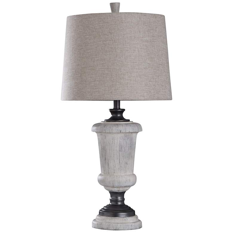Image 1 Cinder Ford Light Gray Stone and Gun Metal Cup Table Lamp