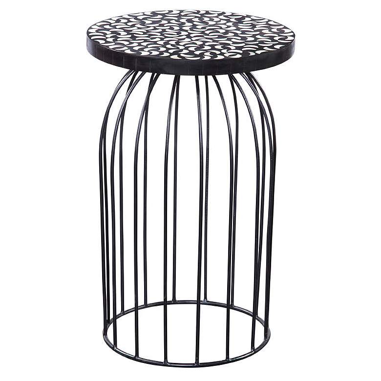 Image 1 Cindy 23" Black and White Bone Accent Table