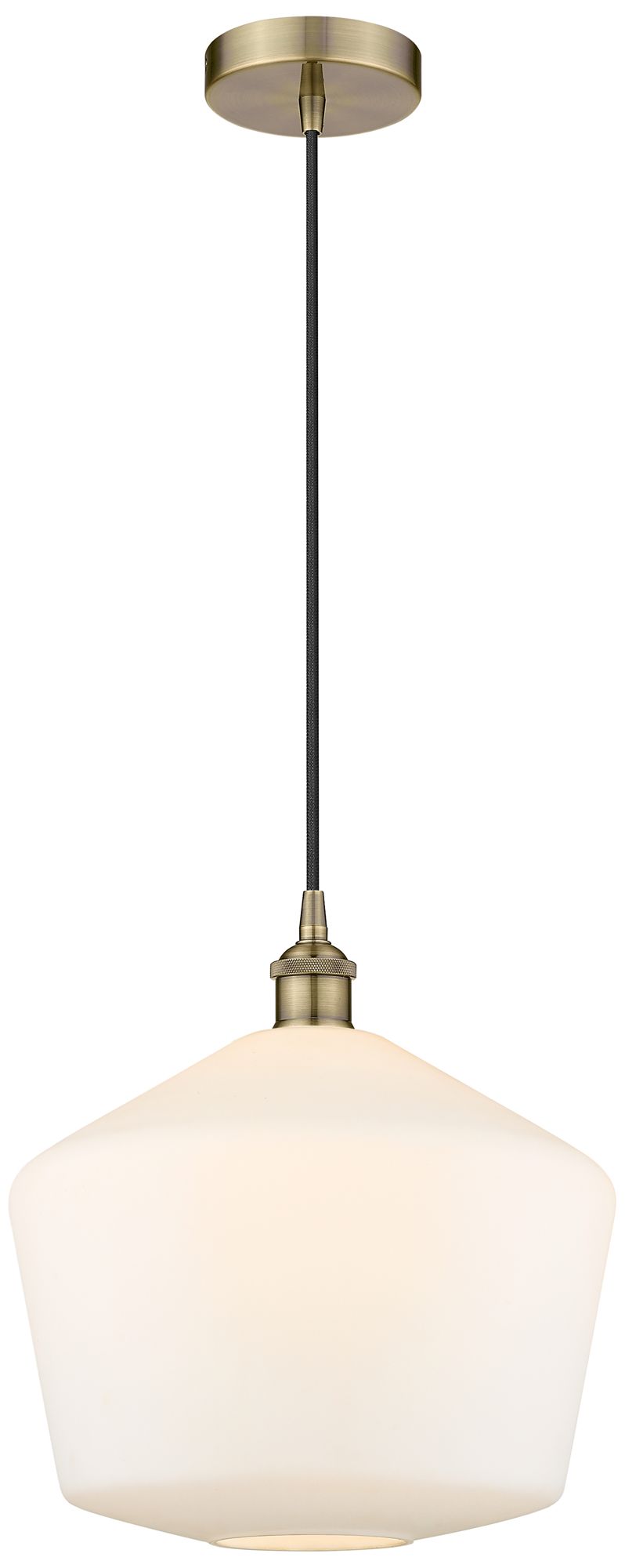 Cindyrella 12" Antique Brass Mini Pendant w/ Cased Matte White Shade