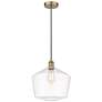 Cindyrella 12" Antique Brass Mini Pendant w/ Clear Shade