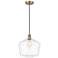 Cindyrella 12" Antique Brass Mini Pendant w/ Clear Shade