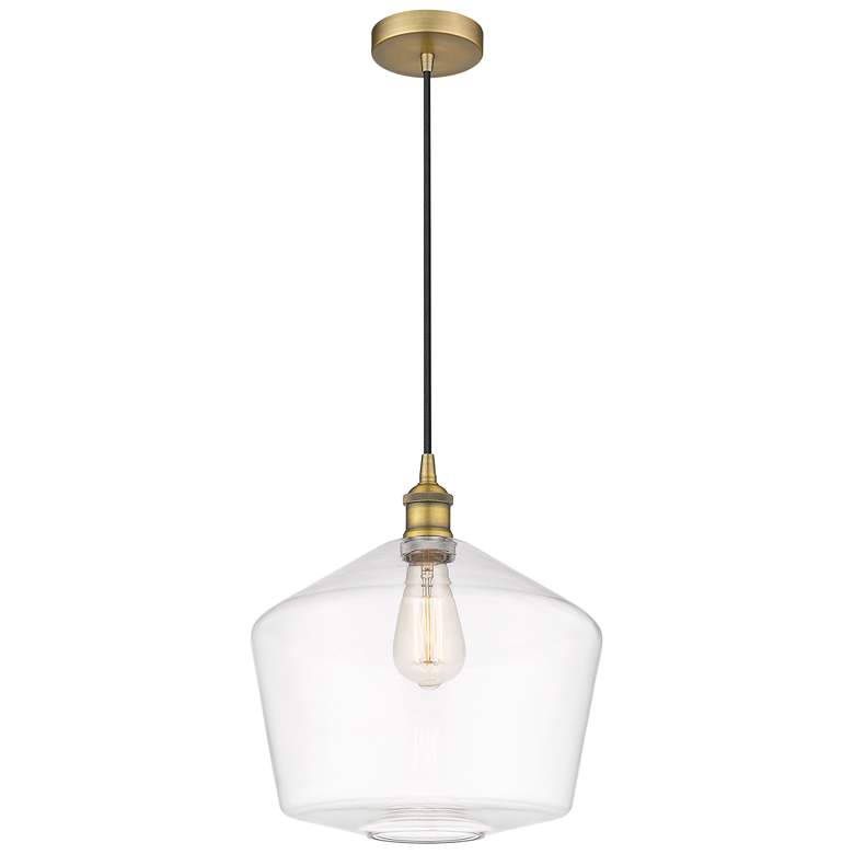 Image 1 Cindyrella 12" Brushed Brass Mini Pendant w/ Clear Shade