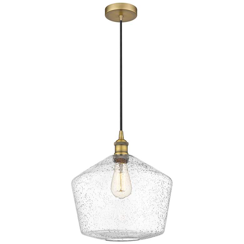 Image 1 Cindyrella 12" Brushed Brass Mini Pendant w/ Seedy Shade
