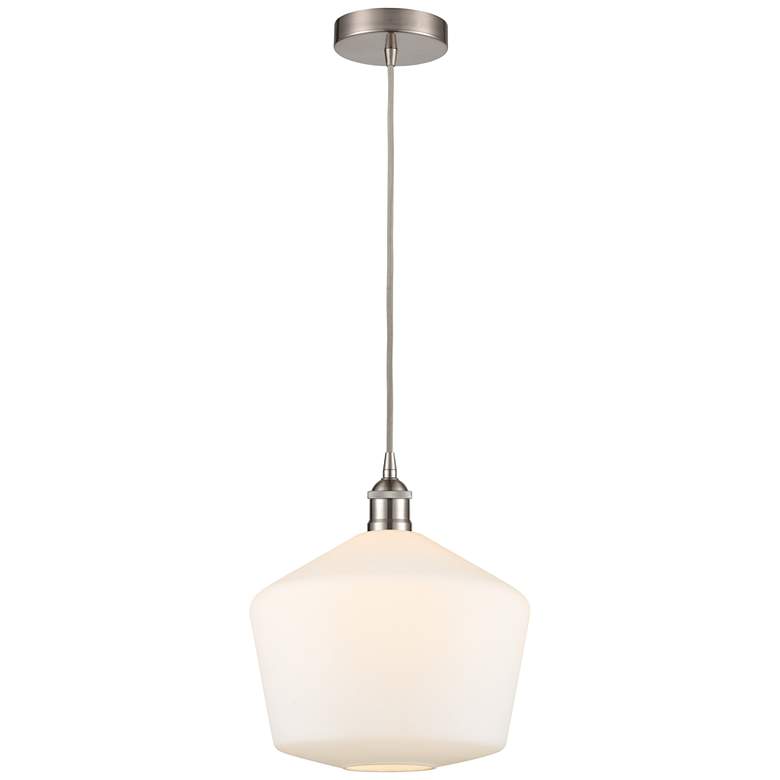 Image 1 Cindyrella 12" Brushed Satin Nickel Mini Pendant w/ Cased Matte White