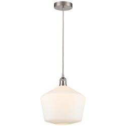 Cindyrella 12" Brushed Satin Nickel Mini Pendant w/ Cased Matte White
