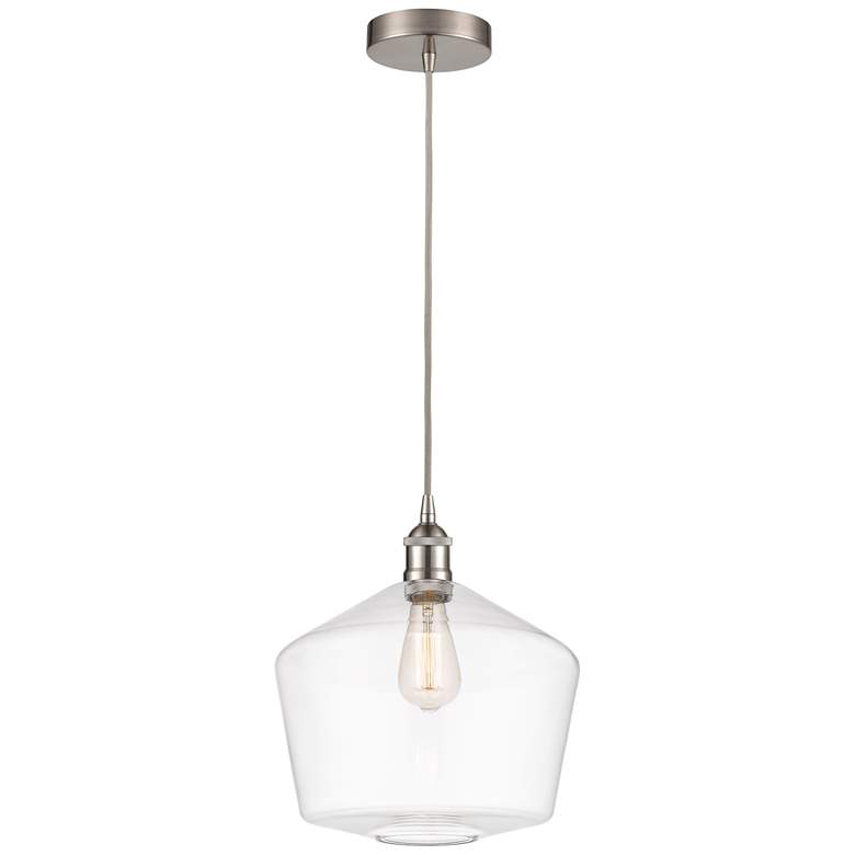 Image 1 Cindyrella 12" Brushed Satin Nickel Mini Pendant w/ Clear Shade