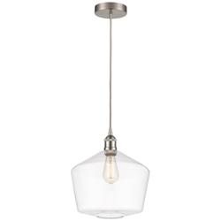 Cindyrella 12" Brushed Satin Nickel Mini Pendant w/ Clear Shade