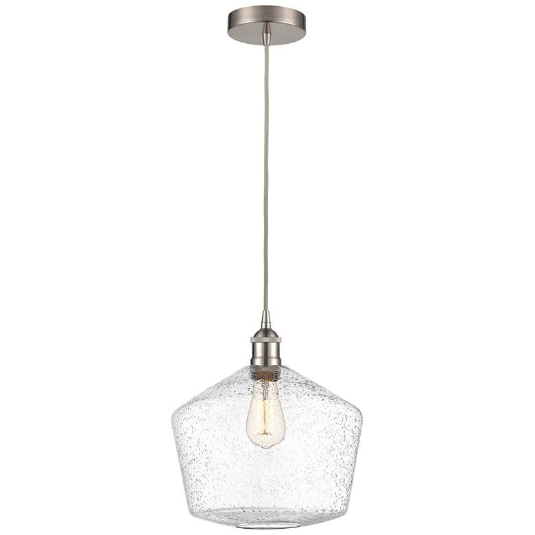 Image 1 Cindyrella 12" Brushed Satin Nickel Mini Pendant w/ Seedy Shade