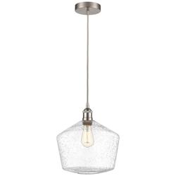Cindyrella 12" Brushed Satin Nickel Mini Pendant w/ Seedy Shade